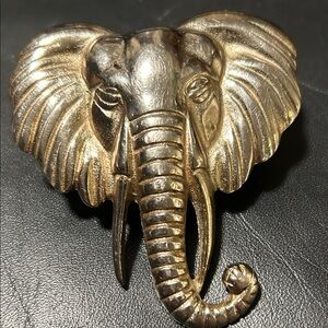 Vintage Pewter Elephant Head Ornament Brooch Buckle